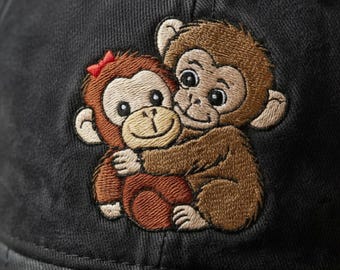 Embroidered Team Punch Hat, Dad Cap Washed, Viral Monkey, Punch is not alone