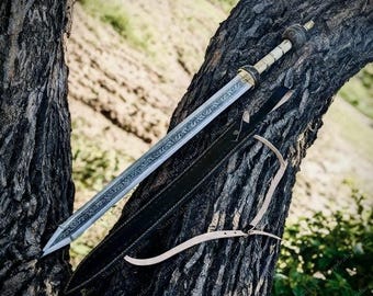 Réplique d'épée de gladiateur en acier inoxydable faite main avec étui en cuir | Cadeau d'anniversaire, Cadeau de garçon d'honneur, Cadeau d'anniversaire, Cadeau de Noël