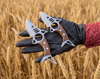 Handgjord N690 stålkniv med hajhals | EDC-kniv med trähandtag | Överlevnadspresent | Unik överlevnadsutrustning | Marskalkens present | Anpassad jaktkniv