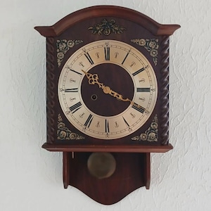 Vintage GENFA Pendulum Wall Clock • Mid-Century Mechanical Chime Timepiece