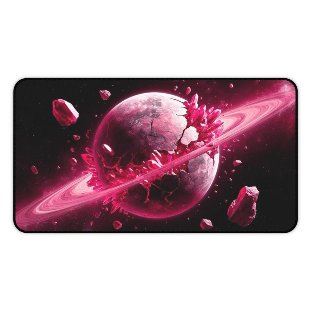 Ringed Planted Exploding Pink Exploding Planet Desk Mat | Space Ringed Planet Mouse Pad - Etsy