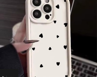 Silicone Phone Case For iPhone 11-17 Pro Max | Heart Design | White