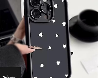 Silicone Phone Case For iPhone 11-17 Pro Max | Heart Design | Black