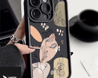 Flower Style Silicone Case For iPhone 11-17 Pro Max, Black Color