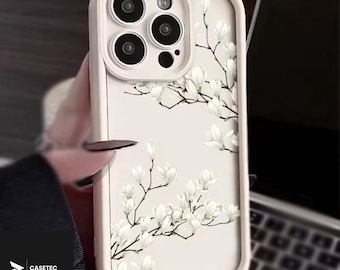 Flower Style Silicone Case For iPhone 11-17 Pro Max, White Color