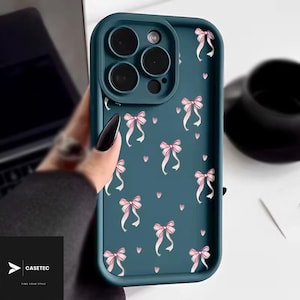 シリコンケース | iPhone 11-17 Pro Max | リボンプリント | ブルーカラー