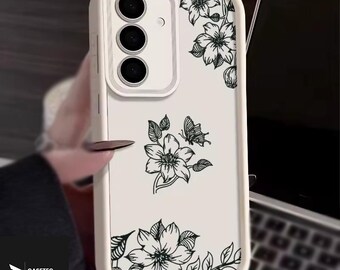 Silicone Case For Samsung Galaxy S21-25 Ultra/Plus | A14-17 | A25-26 | A53-56 | A34-36 | Clematis Flowers