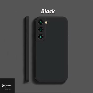 May include: A black phone case with a matte finish. The case has a rectangular shape with rounded corners and a camera cutout. The word "Black" is printed at the top. The Casetec logo is in the bottom left corner.