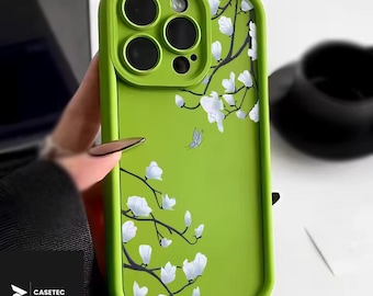 Flower Style Silicone Case For iPhone 11-17 Pro Max, Green Color