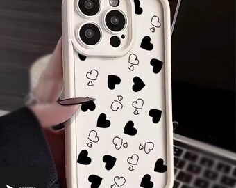 Silicone Phone Case For iPhone 11-17 Pro Max | Heart Design | White