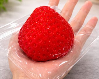 Transparent Strawberry Squishy Stress Ball, Crunchy Jelly Fidget Toy