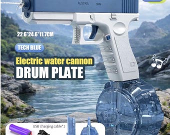 Pistola de agua eléctrica con depósito de agua: pistola de agua automática recargable para niños y adolescentes, ideal para piscinas al aire libre y playa.