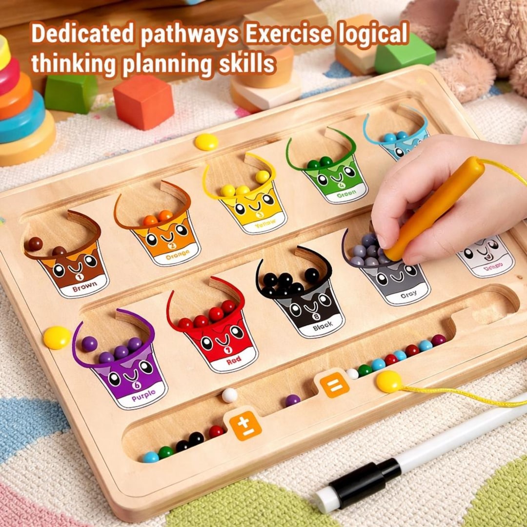 Montessori Wooden Magnetic Color Sorting Maze, Toddler Learning Toy - Etsy