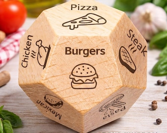 Wooden Dinner Decision Dice | Fun Family Meal Decider | Food Choice Game | Unique Kitchen Gift