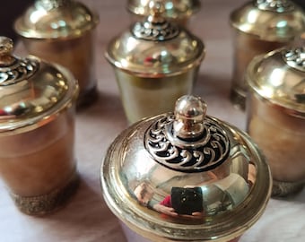 Set of 6 Scented Moroccan Candles, Glass Copper Holders, Artisan Boho Decor, Home Fragrance