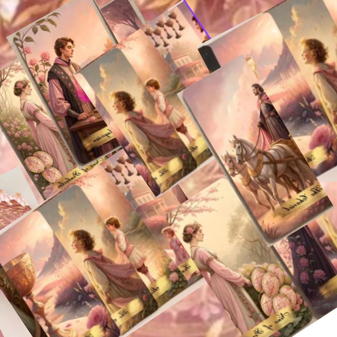 NEW Pink Garden Art Nouveau Tarot Deck, 78 Romantic Illustrated Tarot ...