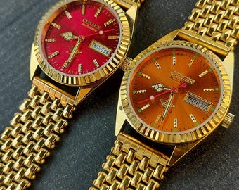 Vintage Oryx Quartz Diamond Gold & Balck Metal Watch - Etsy display picture 1
