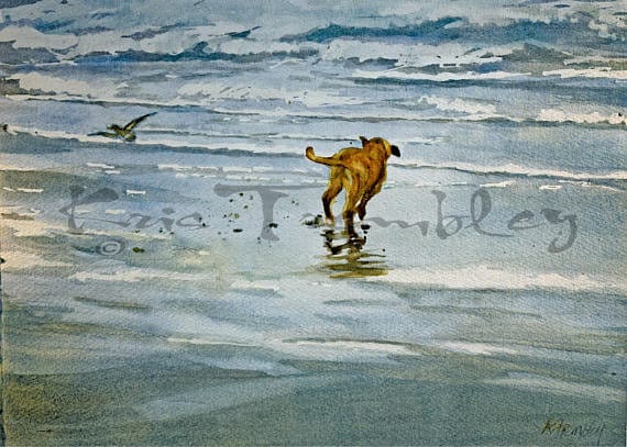 Dog running store painting