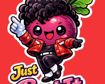 Funny Food Pun Stickers – Kawaii “Just Beet It” & “Jailhouse Wok” Glossy Vinyl