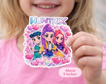 K-Pop Huntrix Girls Sticker – Valentine's Fan Art Glossy Vinyl