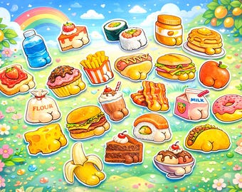 Funny Food Stickers | Cute Cheeky Snack Sticker Pack (20 Stickers Included)