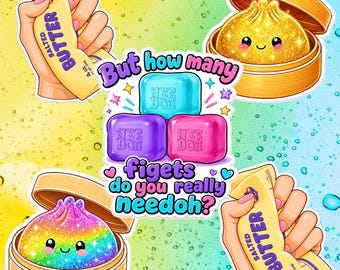 Squishy Fidget Stickers | Dumpling, Butter, Nee Doh Inspired Decals (3 Inch)