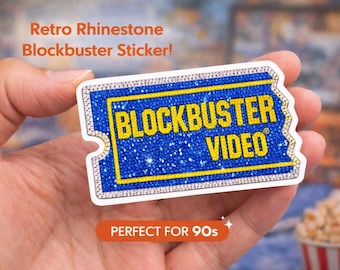 Retro Sparkle Rhinestone Print Blockbuster Sticker | 90s Movie Night Vibes