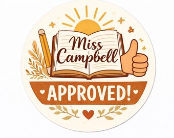 Personalized Teacher Stickers – "Approved!" Boho Classroom Reward (Set of 20 Stickers)
