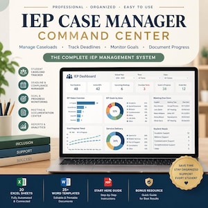 Centro de mando para la gestión de casos de IEP / Rastreador de casos de educación especial / Planificador de IEP en Excel (descarga digital)