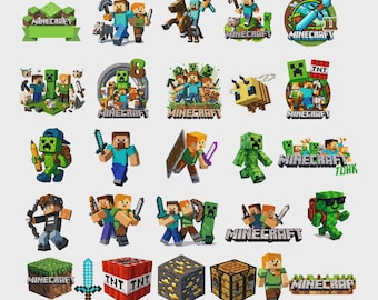 Minecraft SVG Bundle, Minecraft PNG SVG, Gamer Clipart, Roblox P, Cricut Cut Files, Gaming Birthday Shirt Design, Digital Download