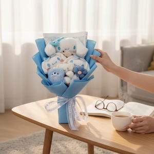 Hello Kitty Flower Bouquet | Crochet Rose Sunflower Cute Plush Doll Gift for Her Kawaii Anniversary |Mother Days| 35cm Knitted Home Decor 7