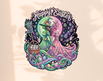 Easter Wicked SVG PNG Bundle, Pink Green Witchy Designs Easter T shirt Design