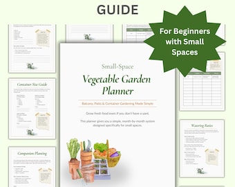 Small Space Gardening Planner | Container & Balcony Garden Guide for Beginners | Monthly Vegetable Garden Tasks | Printable Download