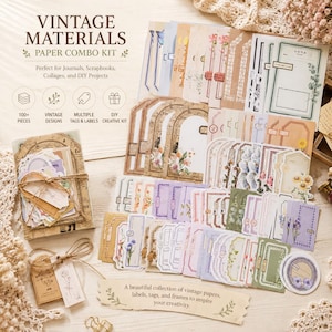 Vintage Junk Journal Ephemera Pack | Floral Labels, Tags, Frames, Botanical Accents (100+ Pieces)