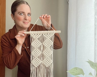 Small Diamond Macrame Hanging | Macrame Hanging | Macrame Design | Decor | Macrame | Neutral Art