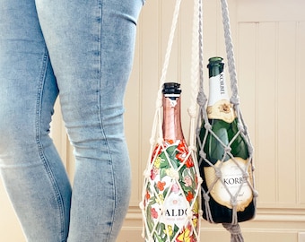 Macrame Wine Bag | Wine Tote | Wine Bottle Holder | Water Bottle Holder | Wine Gift Bag
