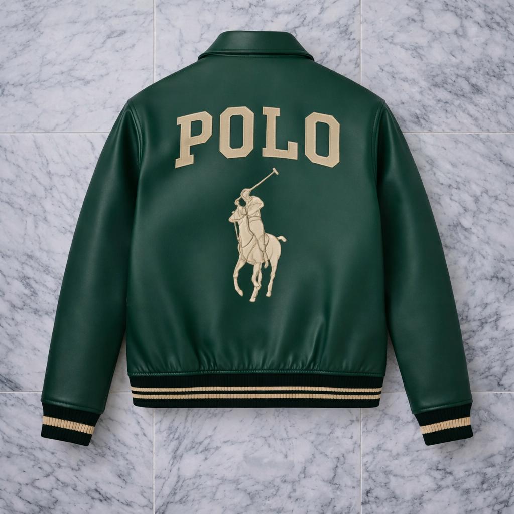 Polo Ralph Lauren Green Leather Bomber Jacket – Men's Lambskin