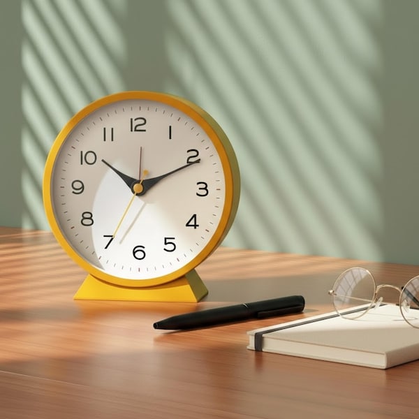 Retro Silent Analog Alarm Clock: Vintage Bedside Table Decor (Battery Operated)