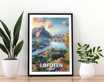 Lofoten Islands Norway Poster | Scandinavian Travel Print | Norway Wall Art | Norway Landscape Poster | Mountain Decor | Lofoten Islands  |