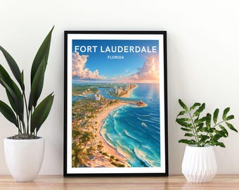 Fort Lauderdale Florida Travel Poster,  Fort Lauderdale Print, Florida Coastal Wall Art, Beach City Poster, Fort Lauderdale Poster , Flordia