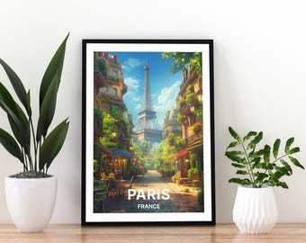 Paris France Travel Poster | Paris Wall Art Print |Eiffel Tower Poster |Paris Cityscape Print | France Travel Print  |Paris Poster  |  Paris