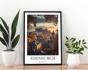 Edinburgh Scotland Travel Poster | Edinburgh Wall Art Print|Edinburgh Castle Poster | Scotland City Decor | Edinburgh Poster | Edinburgh Art