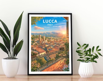 Lucca Italy Travel Poster, Lucca Print, Lucca Wall Art, Tuscany City Poster, Italian Travel Print, Lucca Poster, Tuscan City Art,  Lucca Art