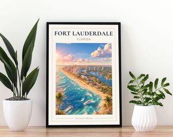 Fort Lauderdale Florida Travel Poster, Fort Lauderdale Print, Florida Coastal Wall Art,  Beach City Poster, Fort Lauderdale Poster , Flordia