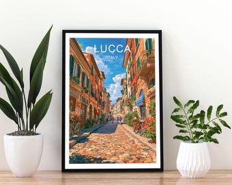 Lucca Italy Travel Poster, Lucca Print, Lucca Wall Art, Tuscany City Poster, Italian Travel Print, Lucca Poster,  Tuscan City Art, Lucca Art