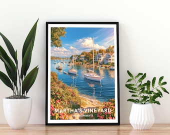 Martha's Vineyard Massachusetts Travel Poster, Martha's Vineyard Print, Coastal Wall Art, Cape Cod Island Poster, Martha's Vineyard Poster
