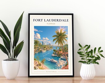 Fort Lauderdale Florida Travel Poster, Fort Lauderdale Print,  Florida Coastal Wall Art, Beach City Poster, Fort Lauderdale Poster , Flordia