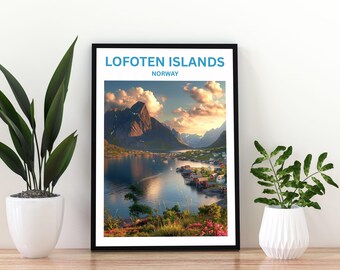 Lofoten Islands Norway Poster | Scandinavian Travel Print | Norway Wall Art | Norway Landscape Poster | Mountain Decor | Lofoten Islands |