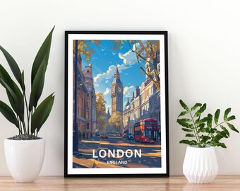 London England Travel Poster | London Wall Art Print |UK Cityscape Poster | London Skyline Decor | England Travel Print | London Art Poster|