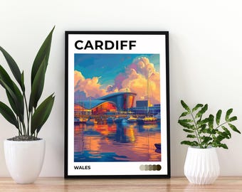 Cardiff Wales Travel Poster | Cardiff Wall Art Print | Wales Cityscape Poster | Welsh Travel Decor | Cardiff Wales Print | Cardiff Poster